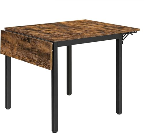 VASAGLE Folding Dining Table, Drop Leaf Extendable, for Small Spaces, Seats 2-4 People, Industrial, 33.3 x 30.7 x 30 Inches,Brown - WoodArtSupply