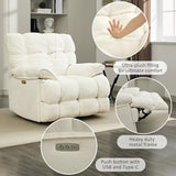 Pationate Oversized Rocker Recliner Chair,Power Swivel Recliner for Living Room,Overstuffed Extra Wide Rocking Recliners with Breathable Soft Fabric,Up to 350lbs (Power, White)