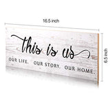 Jetec This is Us Wooden Wall Sign Family Wall Plaques Inspiration Wood Sign Farmhouse Entryway Sign Rustic Wall Plaques Art with Quotes for Living Room Bedroom Christmas Decorations(Antique White) Jetec