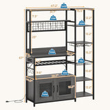 UPOSOJA 47.2in Grey Bakers Rack with Power Outlet and Ample Storage Solutions UPOSOJA