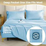 CozySmile Holtel Luxury Twin Sheet Set - 3 Piece Soft Microfiber Sheets for Twin Size Bed, 16" Deep Pocket Easy Care Wrinkle Free Cooling Bedding Sheet and Pillowcase Set, Sky Blue CozySmile