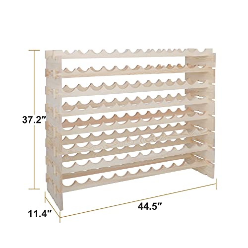 Smartxchoices Stackable Modular Wine Rack 96 Bottle Wooden Wine Storage Rack Freestanding Wine Holder Display Shelves, Wobble-Free, Solid Wood, - WoodArtSupply