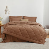 Love's cabin Full Comforter Set Mocha Mousse, 7 Pieces Full Bed in a Bag, All Season Bedding Sets with 1 Comforter, 1 Flat Sheet, 1 Fitted Sheet, 2 Pillowcase and 2 Pillow Sham Love's cabin