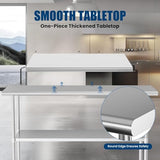 Chingoo Stainless Steel Table 30 x 60 Inches Metal Prep Table with Adjustable Undershelf for Commercial Kitchen & Outdoor Use Chingoo