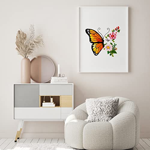 Louise Maelys Butterfly Flower Embroidery Kits Stamped Cross Stitch Kit for Adults Beginners Needle