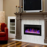 BETELNUT 30" Electric Fireplace Wall Mounted and Recessed with Remote Control, 750/1500W Ultra-Thin Wall Fireplace Heater W/Timer Adjustable Flame Color and Brightness, Log Set & Crystal Options BETELNUT