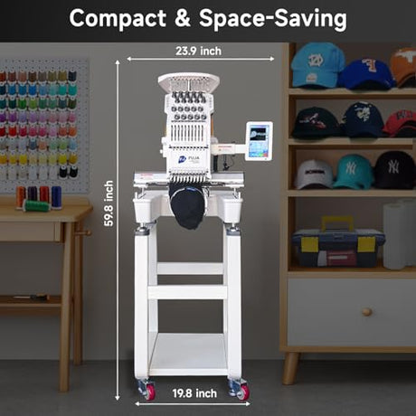 FUJA Commercial Embroidery Machine with 10 Needles, 1200SPM Max Speed, 7" Touch Screen, 9.5" × 14.2" Embroidery Area for Small Business & Beginners, Built for Hat, Flat, Patches, T-shirt and more FUJA