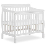 Dream On Me Aden 4-in-1 Convertible Mini Baby Crib, GREENGUARD Gold & BSA Certified, Sustainable Pinewood, Non-Toxic Finish, 3 Mattress Heights, Converts to Mini Day & Twin-Size Bed - White