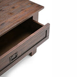 SIMPLIHOME Monroe SOLID ACACIA WOOD 38 Inch Wide Square Rustic Coffee Table in Distressed Charcoal Brown, For the Living Room and Family Room SIMPLIHOME