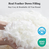 Topllen Down Feather Comforter Queen Size, All Season Duvet Insert, 100% Cotton Shell, Soft and Breathable Bedding with 8 Corner Tabs (90 x 90, Grey) Topllen