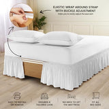 Utopia Bedding Full Elastic Bed Ruffle - Easy Wrap Around Ruffle - Microfiber Bed Skirt with Adjustable Elastic Belt 16 Inch Tailored Drop - Hotel Quality Bedskirt, Fade Resistant (Full, White) Utopia Bedding