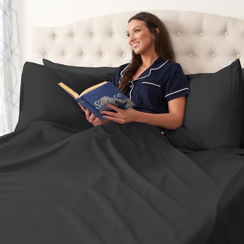 Northwest Ashford Home Essentials Bedding, 3 Piece Twin Size Sheet Set, Stretch Limo Black Northwest