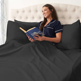 Northwest Ashford Home Essentials Bedding, 3 Piece Twin Size Sheet Set, Stretch Limo Black Northwest