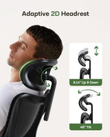 Marsail Ergonomic Mesh Office Chair High Back Home Office Desk Chair with Adaptive Lumbar Support, 2D Headrest, 3D Flip-Up Armrests, Height Adjustable and Rocking Tilt for Home Office and Gaming Marsail