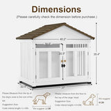 MCombo Wooden Dog House Furniture, Solid Wood Dog Cage Furniture Indoor for Small/Medium Dogs, JD54 (White and Brown, Medium) MCombo