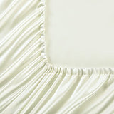 Fitted Sheet Olympic Queen Ivory - Satin Silk Soft and Comfortable - Wrinkle, Fade, Stain Resistant - 21" Deep Pocket - 1 Single Fitted Bottom Sheet Only - Easy Care (Olympic Queen, Ivory) Good Night Bedding