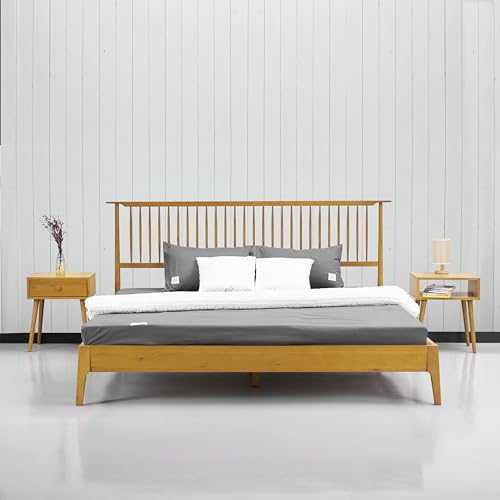 NTC Ruby King Bed Frame in Rustic Oak - Premium Solid Oak & Rubber Wood with Silent Slats and Effortless Assembly - WoodArtSupply