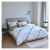 YUSIWOAL Marbling Bedding set Cotton Duvet cover Bed linen Set King Bedding Queen Single size comforter sets Summer Duvet Cover sets(B,FLAT BED SHEET-KING 4PCS) YUSIWOAL
