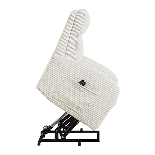 Lexicon Power Lift Recliner Chair for Elderly with Remote Control, Gentle Lift Motion, Side Pocket Armrest, Corduroy Upholstered Electric Recliner for Living Room/Bedroom, Easy Assembly, Beige Lexicon