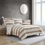 Nautica - Full/Queen Comforter Set, Soft Twill Plush Bedding with Matching Shams, Reverse to Micromink, Medium-Weight, Oeko-Tex Certified (Lawndale Brown)