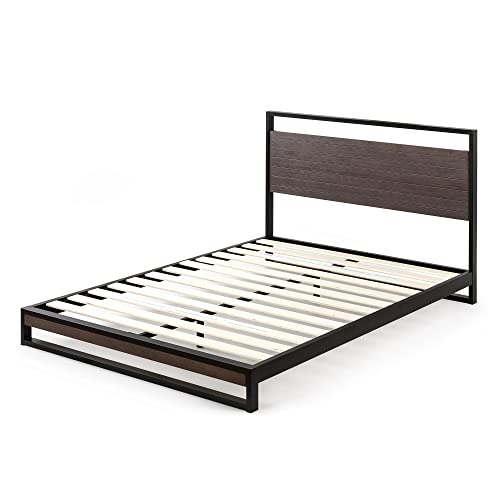 ZINUS Suzanne 37 Inch Grey Wash Bamboo and Metal Platform Bed Frame - Durable, No Box Spring Needed, Easy Assembly - WoodArtSupply