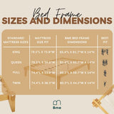 Bme Chalipa 14” Minimalist Solid Wood Platform Bed Frame with Natural Finish Bme