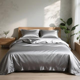 TodaFre Silver Grey Satin Duvet Cover King Size Set, 3 Pieces Ultra Soft Bedding Set - 1 Lightweight Duvet Cover 104x90 Inches with Zipper Closure, 2 Pillowcases TodaFre