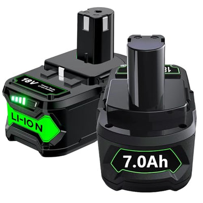 TURPOW 2Pack 7.0Ah Replacement for Ryobi 18V Lithium Battery Compatible with Ryobi 18 Volt ONE+ Plus P107 P108 P102 P103 P104 P105 P109 P122 Cordless Tools