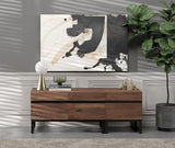 WAMPAT Modern TV Stand for TVs up to 70 inch TV, 2 in 1 Entertainment Center TV Console with Storage Cabinets and Metal Base,Media Console for Living Room, Brown WAMPAT