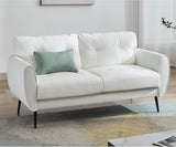 TYBOATLE 61" Loveseat Couches for Living Room, White Faux Leather Couch Mid Century Modern Tufted Mini Sofa Comfy Office 2 Seat Settee Love Seat Small Couches for Small Spaces Bedroom, White TYBOATLE