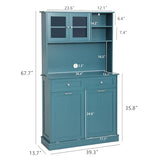 LOUVIXA Kitchen Pantry Storage Cabinet, Microwave Cabinet with Tilt Out Trash Cabinet, Freestanding Kitchen Hutch,Tall Pantry Cabinet Cupboard (Blue) LOUVIXA