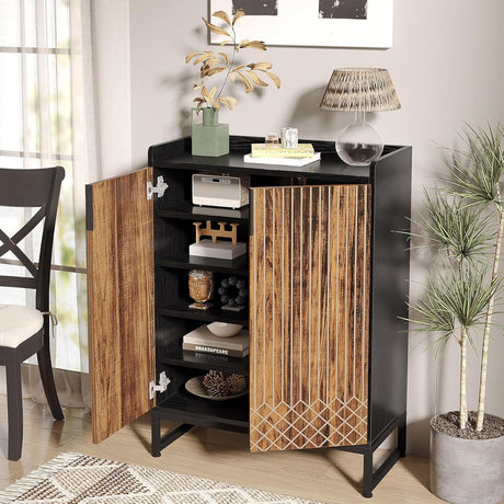 5 Tier Shoe Cabinet With Doors, Compact Entryway Storage Organizer HouseOfZazla