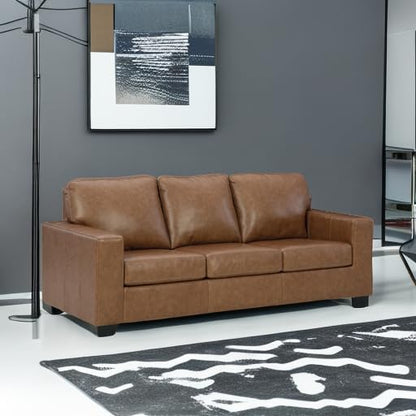 Signature Design by Ashley Bolsena Contemporary Leather Match Sofa, Dark Brown