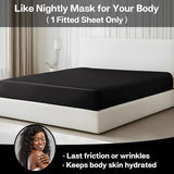MR&HM Satin Fitted Sheet Queen Size, Silky Bottom Sheet with Elastic Corner Straps, Deep Pocket up to 15 Inch, No More Slipping Off for Mattress - 1 Fitted Sheet Only (Black) MR&HM