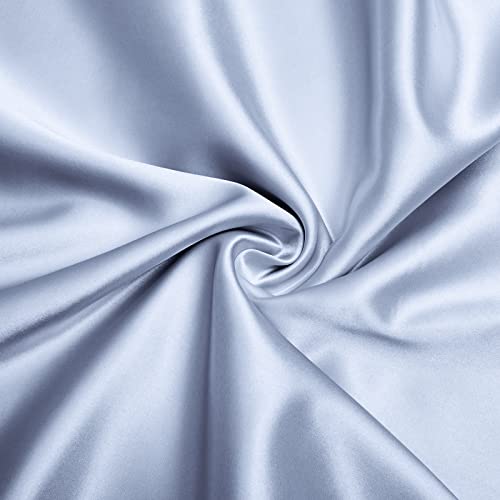 VACVELT 4pcs Extra Deep Pocket Queen Size Bedding Set, Baby Blue Luxury Satin Sheet Set Fit 18-24 Inch Deep Pocket Mattress, Soft & Ultra Deep Fitted Sheet Set VACVELT