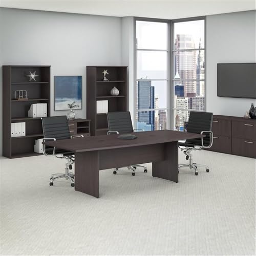 Atlin Designs Boat Shaped Conference Table with Wood Base in Storm Gray Atlin Designs