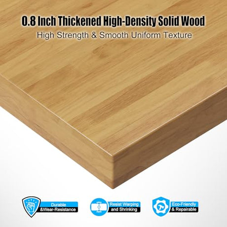 48” Heavy-Duty Solid Wood Work Bench Work Table, Adjustable Height Workbench with Power Outlets, 3000 Lbs Capacity Workstation for Garage, Workshop Maemttes