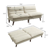 Enobala Convertible Futon Sofa Bed, 72" Loveseat Couch, Modern Folding Futon Couch with 3-Level Adjustable Backrest, Sleeper Recliner Couches for Living Room/Guest Room/Apartment/Small Spaces, Beige Enobala
