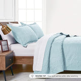 Love's cabin Twin Quilt Set Spa-Blue Bedspreads - Soft Bed Summer Lightweight Bedspread Comforter - Modern Style Coin Pattern Coverlet for All Season - 2 Pieces (1 Quilt, 1 Pillow Sham) Love's cabin