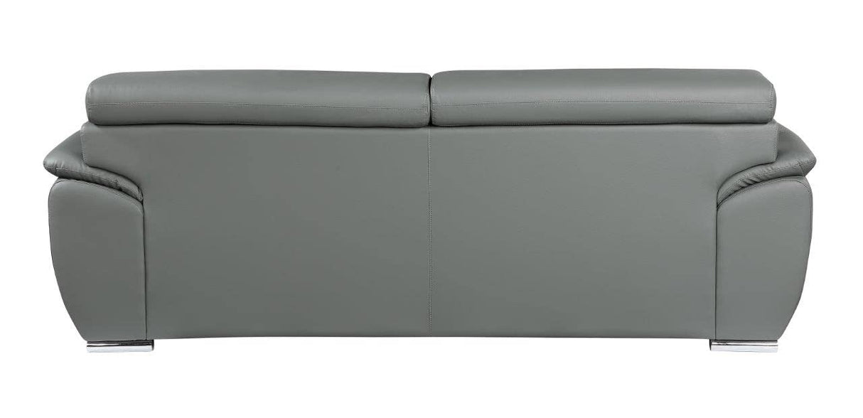 Blackjack Furniture 4571 Veal Collection Leather Couch for Living Room, Elegant Modern Design with Adjustable Headrests and Durable Wood Frame, Sofa, 86", Gray Blackjack Furniture