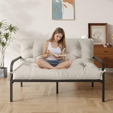 Furnify 6" Futon Mattress Queen Size, Futons Sofa Couch Bed with Straps, Thick Corduroy Fabric Floor Mattress for Adults, Foldable Mattress with Shredded Foam Filling (Frame Not Included), Beige Furnify