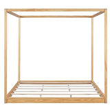 Favfurish Natural King Size Canopy Platform Bed Frame with Support Legs Favfurish