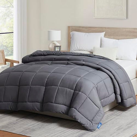Nestl Comforter Duvet Insert, Quilted Down Alternative Twin XL Size, All Season Grey with Corner Tabs Nestl