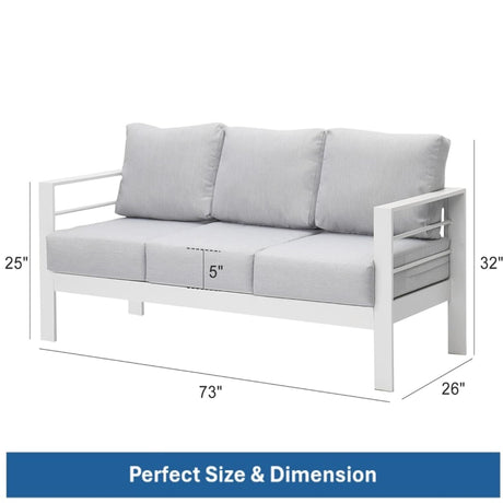 All-Weather Patio Sofa & Cushions, 3 Seat Outdoor Couch HouseOfZazla