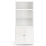 Tangkula 3-Tier White Bookcase with Double Doors for Elegant Storage Solutions Tangkula