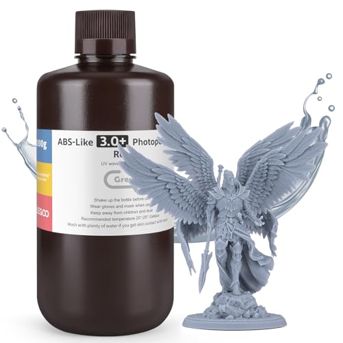 ELEGOO ABS-Like Resin 3.0 Plus, 3D Printer Resin with Low Viscosity and High Precision, 405nm Rapid UV-Curing Photopolymer Resin, 3D Resin for LCD/DLP 3D Printing, Grey 1000G