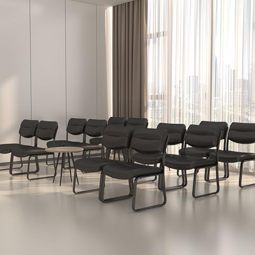 Boss Office Products B9539 Leather Sled Base Side Chair in Black, 250 Boss Office Products