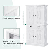 DWVO 72'' Tall Farmhouse Kitchen Pantry with Adjustable Shelves, Wood Kitchen Storage Cabinets with Doors & Drawer, Freestanding Cupboard for for Kitchen, Dining Room, Living Room, White DWVO