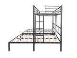Ball & Cast L-Shaped Triple Bunk Bed, Space Saving Corner Metal Bed Frame with Squeak-Free Wood Slats,3 Twin Bunk Beds w/Full-Length Guardrails & Ladder,No Box Spring Needed,for Kids/Teens,Black Ball & Cast