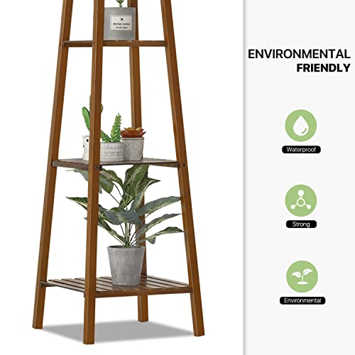 Magshion Bamboo Tall Plant Stand 4-Tier Pot Holder Small Space Flower Shelf Rack Display Table for Living Room Balcony and Garden - WoodArtSupply